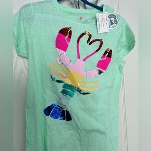 J Crew rainbow lobster sequins tee, size 12Y, NWT